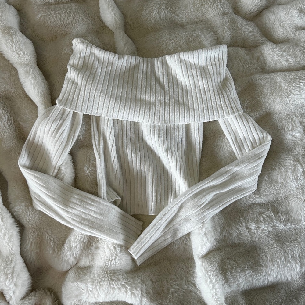 white off the shoulder sweater